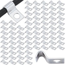 100 Pcs Silver Cable Wire Screw Clips 1/4 Inch, Zinc Plated Steel Clamp Outdoor picture
