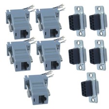 5 pack DB9 9 Pin RS232 Serial Port Female to RJ45 Female Network Adapter 8P8C picture