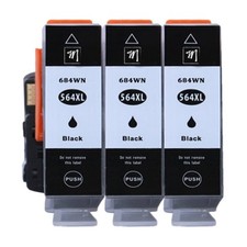 3pk Black Ink CN684WN Bk Ink for HP 564XL Photosmart 5512 5520 B210 7525 B109q picture