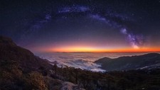 Landscape night sky stars horizon mountains milky way Custom Gaming Mat Desk picture