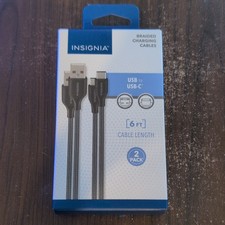 Insignia Braided USB-A to USB-C Charging & Sync Cable 6 ft 2-Pack Black picture