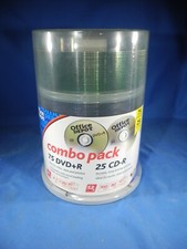 NEW OFFICE DEPOT COMBO PACK 25-CD-R/75 DVD+R DISCS FOR RECORDING DATA and VIDEO picture