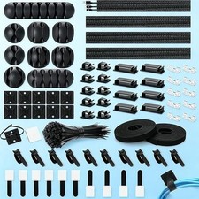 173 pcs. Cable Management Kit Wire/Cord Organizer Zip Ties Clips PC Computer picture