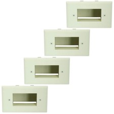 4 Pcs Recessed Wall Plate EZ Mount Low Voltage Audio Video Cable Pass Thru Ivory picture