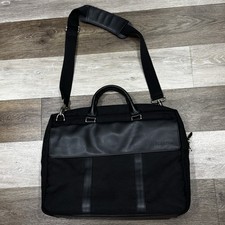 Samsonite Expandable Briefcase Laptop Bag Black Ballistic Nylon Faux Leather EUC picture