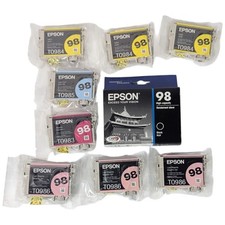 Genuine Epson 98 Ink Black Light Cyan Magenta Yellow 9 pack picture