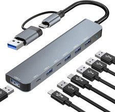 USB C Hub, USB Hub 3.0, Upgrade 7 in 2 USB Splitter with 1Xusb 3.0, 4Xusb2.0, 2X picture