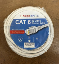 CENTROPOWER Cat 6 RJ-45 Ethernet Cable 60 ft White Gold Plated picture