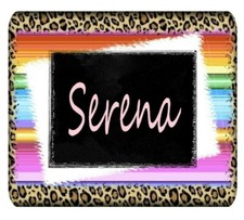 Personalized Mouse Pad Leopard Pastel Stripes Neoprene Custom Monogram Mousepad picture