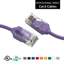 15 Pack of 6Ft CAT6 28AWG Slim Ethernet Network Cable Purple picture