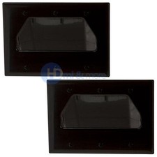 2x Wall Plate 3 Gang Recessed Low Voltage Cable Black picture