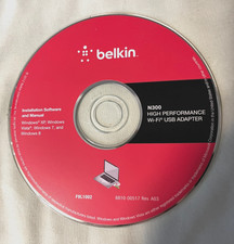 Belkin N300 WiFi USB Adapter Driver Install CD OEM Software picture