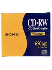 Sony CD RW 650 MB ReWritable Disc 1X 2X 4X NEW Sealed In Open Box Of 5 picture