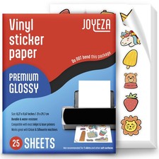 JOYEZA Premium Printable Vinyl Sticker Paper for Inkjet Printer - 25 Sheets G picture