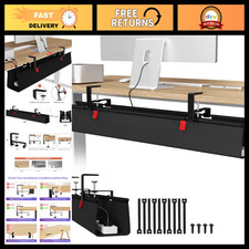 No Drill Under Desk Cable Management Tray - 36 Inch Organizer for Cables & Wires picture