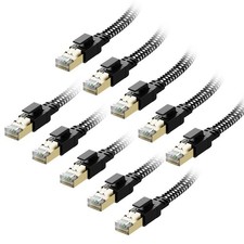 Cat 8 Ethernet Cable 1FT 10 PCS Braided 40Gbps 2000MHz Shielded SFTP LAN RJ45 picture