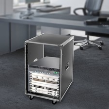 16U Portable Rolling Cart Shelf Network Rack Audio Video Telecom Office USA picture