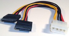 Lot 5 Molex to 2 SATA power adapter, 4 pin M molex to 2X 15 pin F SATA adp LOT 5 picture