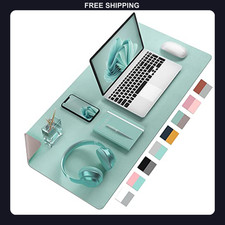 Aothia Dual-Sided PU Leather Desk Mat, 23.6 x 13.7 Inch Waterproof Pad picture