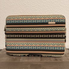 Kayond Aztec Brown Teal Pattern Canvas Laptop Sleeve tablet Polyester Foam 14” picture