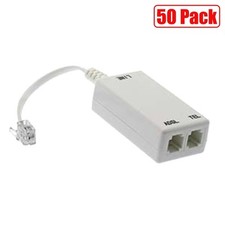 50x ADSL ADSL2 DSL Modem Telephone Phone Fax InLine Splitter Filter Network RJ11 picture