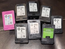 Seven 64 XL BLACK And One Tri-color Ink Cartridge Print HP May Have Not Have Ink picture