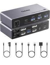 USB C Kvm Switch 2 Monitors 1 Desktop and 1 Laptop, Dual Monitor KVM Switch... picture