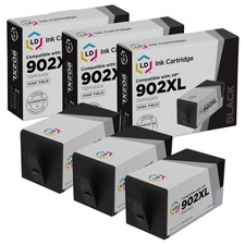 LD Products 3PK Replacement HP 902XL 902 T6M14AN High Yield Black Ink Cartridges picture
