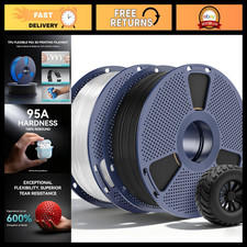 Flexible TPU 95A 3D Printing Filament - Black & Transparent 2-Pack, High Quality picture