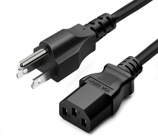 Standard 5ft (1.5m) 10 Amps 125 Volts Black 3 Prong AC Power Cord Cable for Elec picture