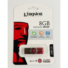 Kingston Flash Drive Unisex 8GB Red DataTraveler 101 G2 USB 2.0 Swivel DT101G2 picture