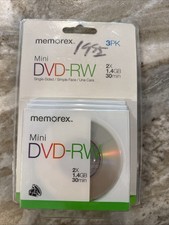Memorex Mini  DVD-RW Single Sided 2x 1.4 GB 30 Minute Media 3pack-NEW/SEALED picture