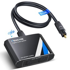 NEWCAER Digital Optical Splitter 1 in 2 Out,Spdif Toslink Digital Optical Audio picture