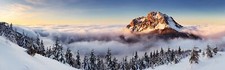 Landscape mountains mist pine trees winter slovakia Custom Gaming Mat Desk picture
