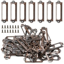 50 PCS Metal Label Holders 60x17mm Red Bronze with Screws picture