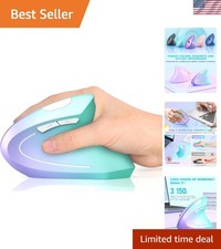 Ergonomic Rechargeable Wireless Mouse: Stylish Vertical Design in Green/Purple picture