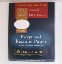 NEW Southworth Connoisseur Collection Resume White Paper 100% Cotton Sealed Pkg picture