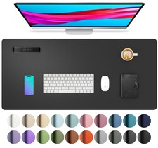 Aothia Leather Office Desk Pad Protector, Non-Slip PU 31.5