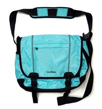 Vintage LLBEAN Turquoise Computer Nylon Ripstop Commuter Crossbody Messenger Bag picture