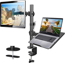 Adjustable Monitor Arm with Laptop Tray, Single Desk Mount for 13-32