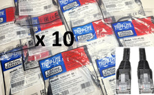 x 10 / Tripp Lite N201-001-BK CAT6 Gigabit Black Patch Cable RJ45 Male/Male 1 ft picture