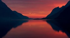 Landscape nature mountains fjord sunset outdoors calm Custom Gaming Mat Desk picture