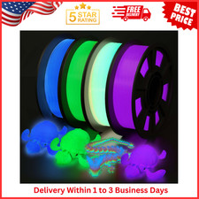 3D Printer Filament Bundle Glow in Dark Multicolor PLA 1.75mm 4 Pack picture