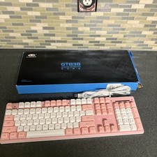 New  Computer Gaming Keyboard Backlight USB MageGee GT838 Pink & White Key Board picture
