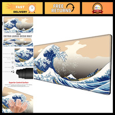 Giant 24x48 Gaming Mouse Pad - Japanese Sea Wave Design, Oversized Desk Mat, 3XL picture