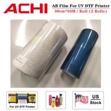 ACHI 30cm*50M AB Film Transfer Sticker For A3 UV DTF Printer 2 Rolls US Stock picture