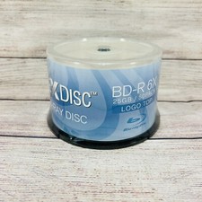 50 PlexDisc 6X 25GB Blank BD-R BDR Blu-Ray Logo Branded Media Disc 633-814 picture