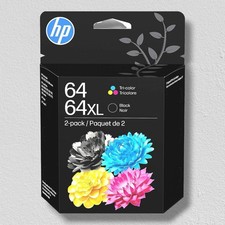Genuine HP 64 XL Black & 64 Tri-Color Ink Catridges 2 Pack (Feb-2028) picture