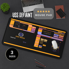 Trek Deep Space 9 LCARS Mousepad, USS Defiant Desk Mat I Gaming Pad Trekkie Gift picture