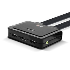 Lindy 2 Port DisplayPort 1.2, USB Type C, USB 2.0 and Audio Cable KVM Switch picture